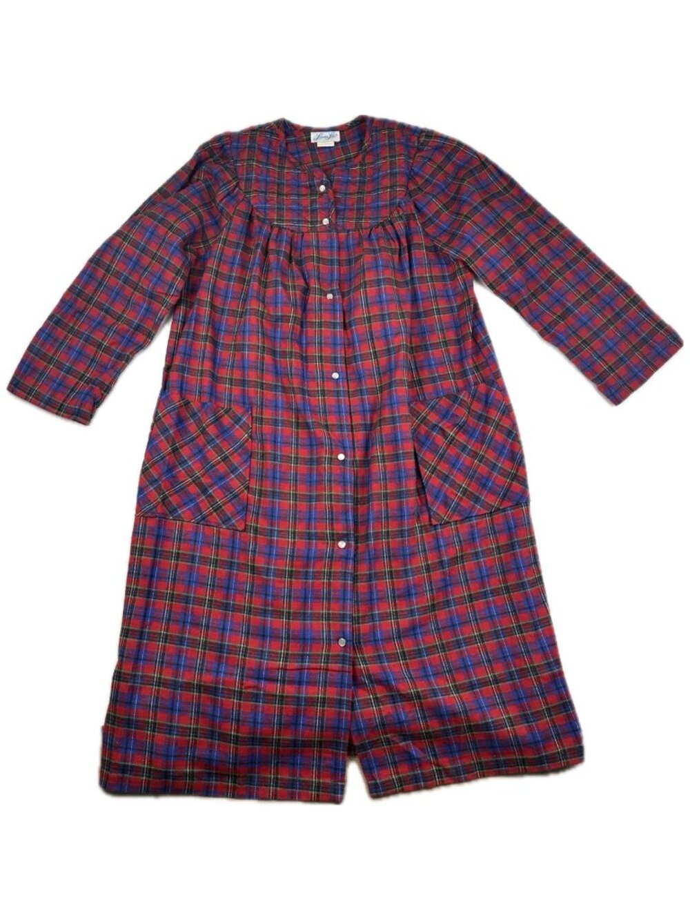 Leisure Life Plaid Nightgown Robe Ruffle Long Sleeve Sleepwear L Cottagecore